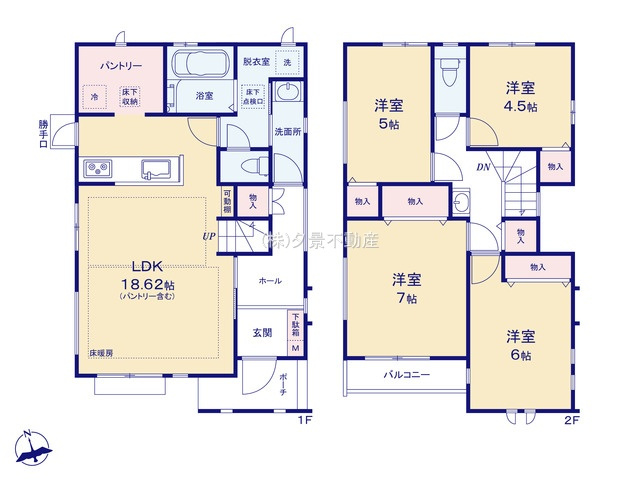 《仲介手数料無料》小金井市緑町５丁目9-19新築一戸建てハートフルタウンの間取り