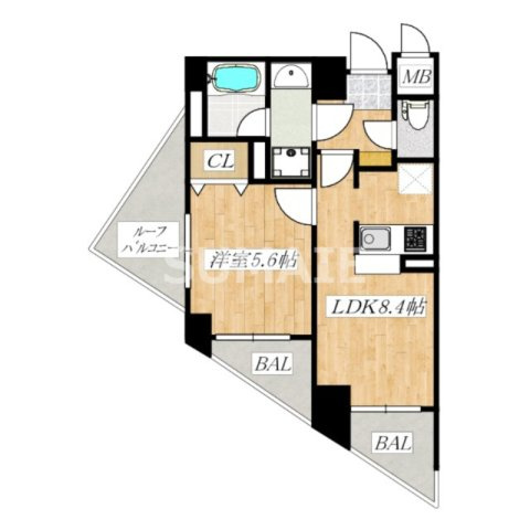 ルピナス本駒込の間取り|南向きの角部屋です