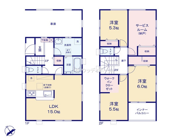 春日部市上蛭田2期　新築一戸建ての間取り