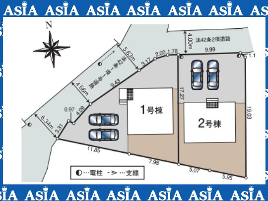 新築戸建　入間市西三ツ木 第６　の区画図|全体区画図　カースペース並列駐車２台可！お車の出し入れもラクラクです♪