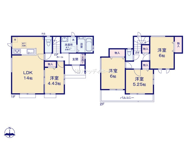 春日部市藤塚　新築一戸建ての間取り