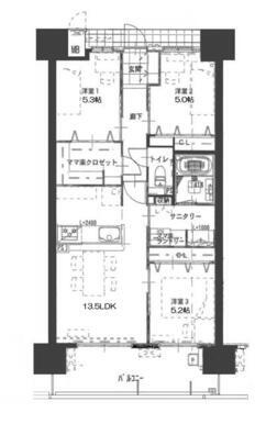 「家事を笑顔にするママ楽仕様」高知市北本町1丁目アルファステイツ高知駅前2　中古マンションの間取り|効率的な動線と充実の収納力が魅力！暮らしやすさを追求したバランスの良い間取りプラン。