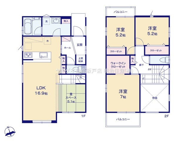 川越市霞ヶ関東　新築戸建の間取り