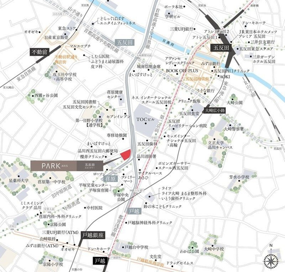 【地図】パークアクシス五反田スカイタワー 