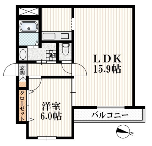 フォレストガーデン鷺宮Ⅲの間取り|★広いリビングの１ＬＤＫ／独立キッチン★