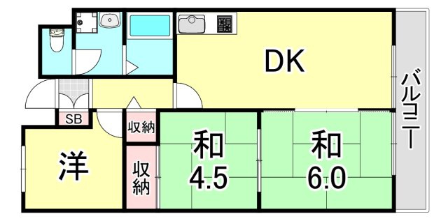 千舟リバーサイドヴィラA棟の間取り