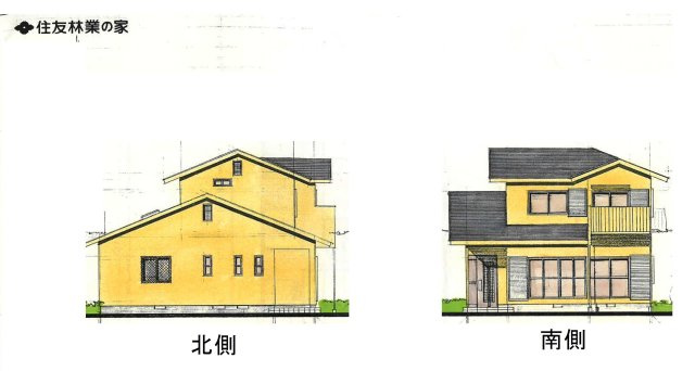 大きな家庭菜園・庭付（一部リフォーム）黒磯戸建の外観パース|住友林業の注文住宅です。屋根や柱や床などしっかりしています。120坪の土地にある2階建て