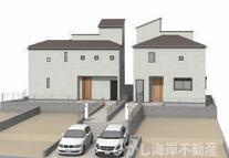 茅ヶ崎市富士見町　新築戸建　全２棟の外観パース|イメージパスですので実際のものと多少異なります