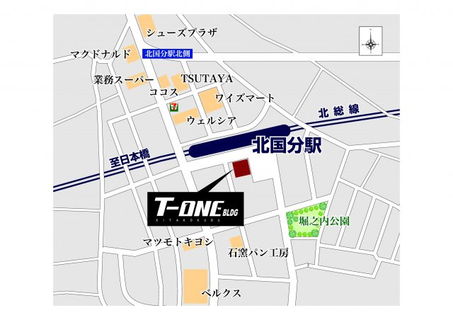 T-ONEビルの地図