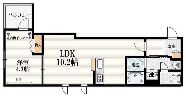 ヴィラルーエの間取り|角部屋です