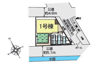 伊勢原市下落合　新築戸建　全1棟1号棟の区画図