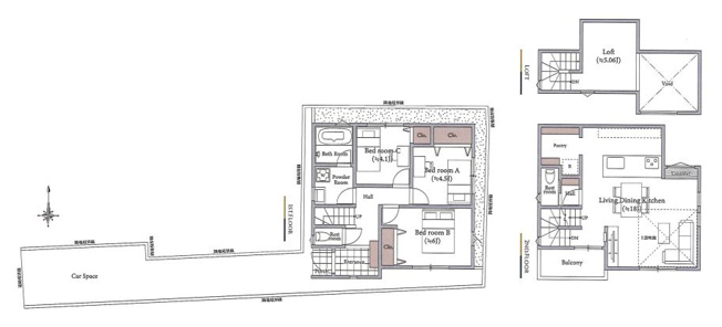 【参考プラン】 | 中野区若宮１丁目　建築条件付売地　２区画 | 3LDK・建物面積82.51ｍ2・建物参考価格2640万