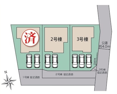 【仲介手数料無料】新築戸建　熊谷市拾六間685-4（全3棟）の区画図