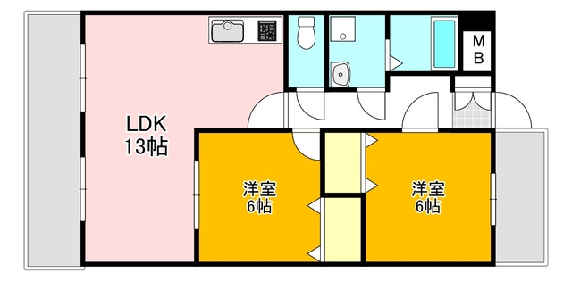 直方市湯野原２丁目の賃貸マンションの間取り