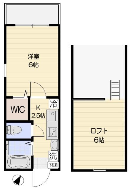 稲城市東長沼のアパートの間取り|間取図