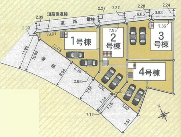 安城市根崎町南根47番1、3、4、5『仲介手数料無料』新築一戸建て・建売の区画図