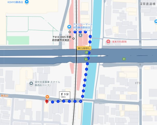 GOKURAKUビルディングの地図|藤森駅まで徒歩２分