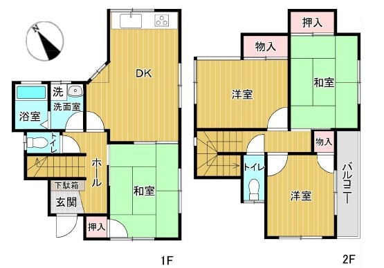 入間市高倉1丁目　中古一戸建　～南西角地～の間取り|全居室収納付の4DK。