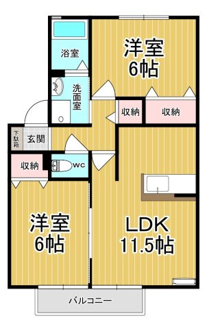 【間取り】 | ラフォーレ・ポワールC | カップルさんにオススメのお部屋です♪