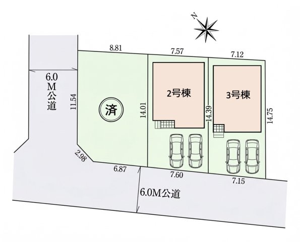 [新築住宅] 鶴ヶ島市脚折町 11期 全3棟の区画図