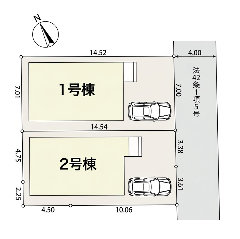 [新築住宅] 鶴ヶ島市鶴ヶ丘 第5 全2棟の区画図