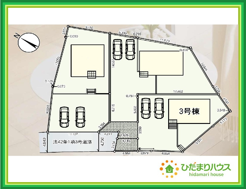 常陸太田市薬谷町第1　新築戸建　3号棟の区画図|小中学校が近く、お子様の通学も安心♪