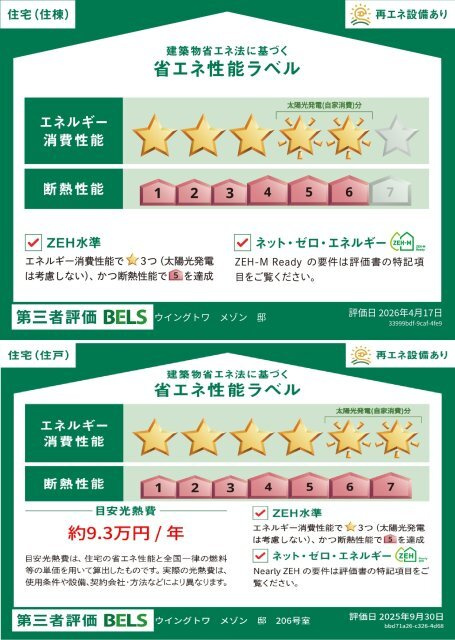 WING　TOWA　MAISONの省エネ性能ラベル