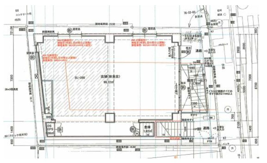 世田谷区代沢５丁目の店舗一部の間取り