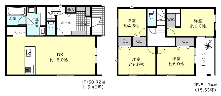 三木市志染町中自由が丘3丁目新築戸建の間取り