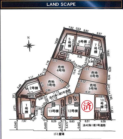 町田市薬師台第1　新築全13棟の区画図