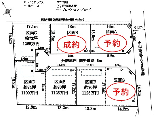 小山市平和（7区画）の区画図