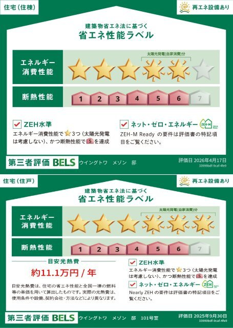 WING　TOWA　MAISONの省エネ性能ラベル