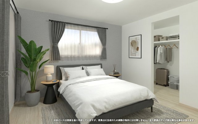 【完成予想図】 | ワイウッドコート深谷市岡第15期　新築住宅 | 【主寝室　イメージパース】
※画像は設計図面を基に作成したイメージです。