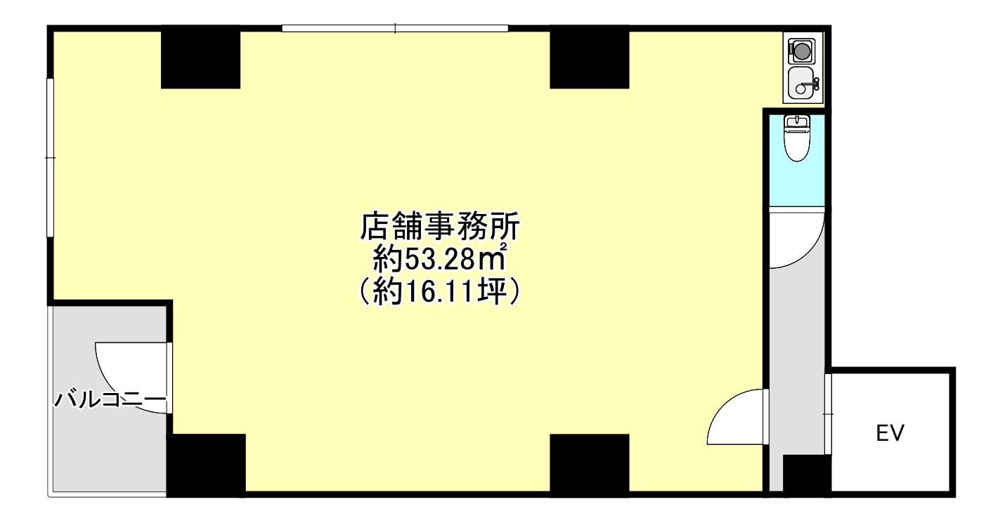 大阪市中央区内平野町２丁目の店舗事務所の間取り
