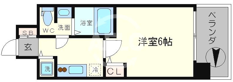 LUMINOUS桜川の間取り|LUMINOUS桜川　1Ｋの間取り