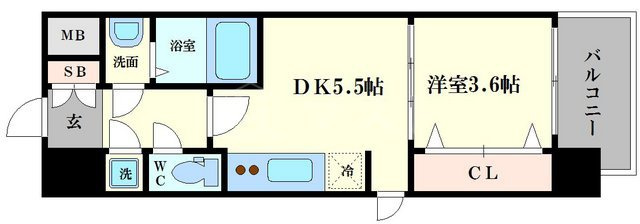 大阪市西区本田２丁目の賃貸マンションの間取り