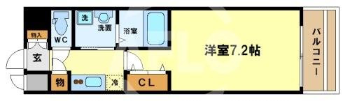 カスタリア堺筋本町の間取り|カスタリア堺筋本町　広々7.2帖の間取り