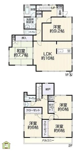 越谷市中島　中古一戸建ての間取り