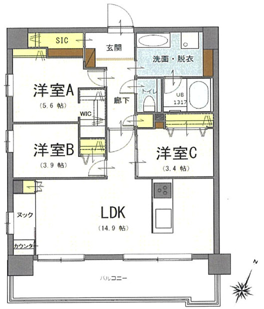 ライオンズマンション新小岩駅前弐番館の間取り
