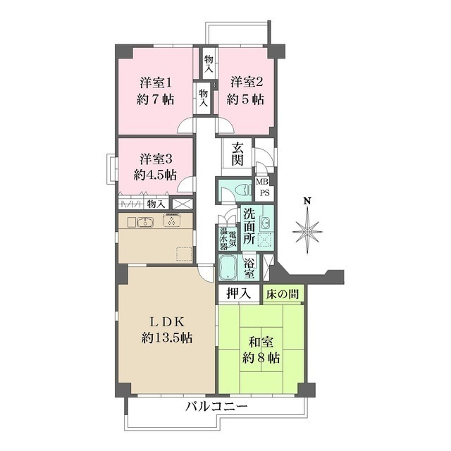 神戸市東灘区御影山手１丁目の賃貸マンションの間取り