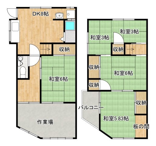 寝屋川市萱島桜園町の店舗の間取り