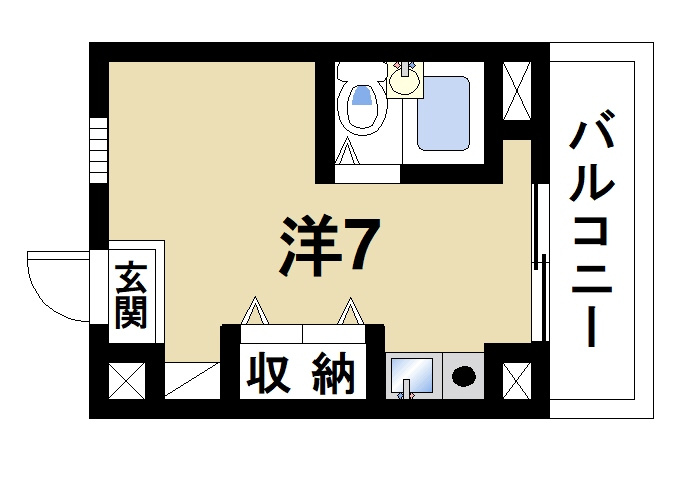 シティパレス21学園前の間取り|単身者向けの間取りです