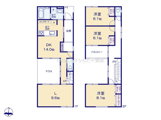 『八王子市新築戸建て』八王子市椚田町593-15【仲介手数料無料】の間取り|～仲介手数料無料☆八王子ひなた不動産～八王子市椚田町　新築戸建て