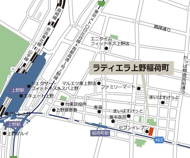 ラティエラ上野稲荷町の地図