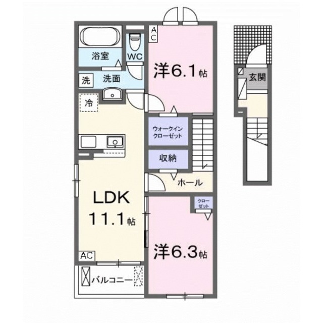岐阜市西鶉２丁目のアパートの間取り
