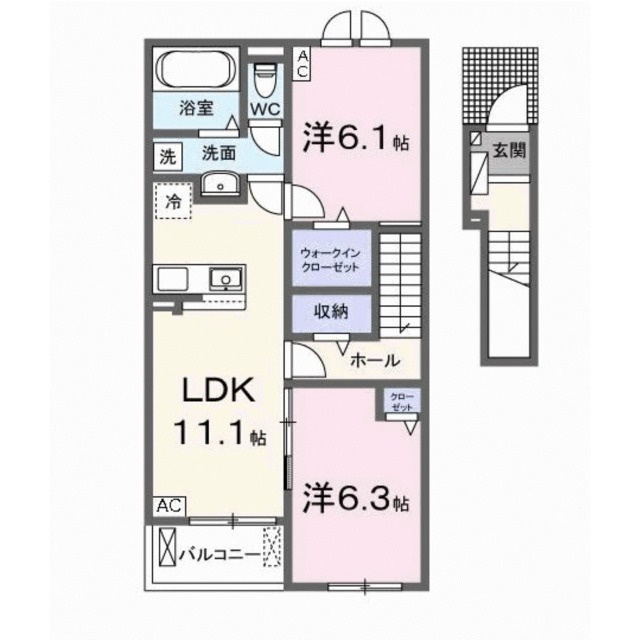 岐阜市西鶉２丁目のアパートの間取り