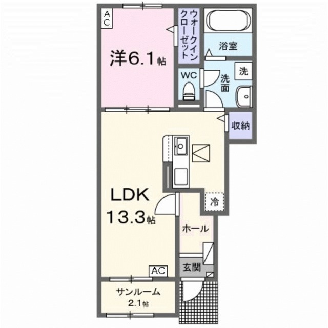 岐阜市西鶉２丁目のアパートの間取り