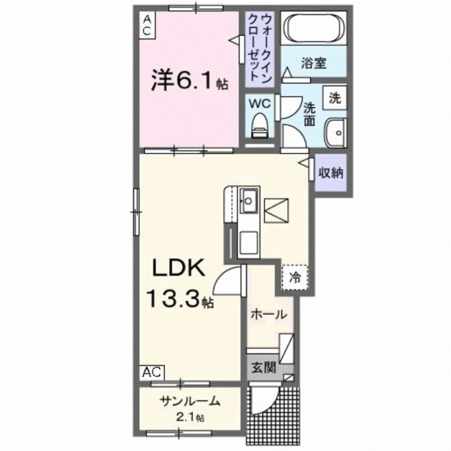 岐阜市西鶉２丁目のアパートの間取り