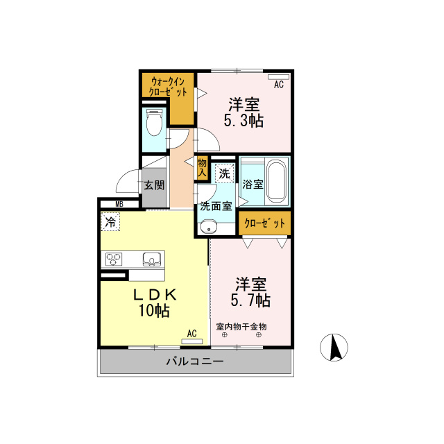 岐阜市岩地１丁目のアパートの間取り