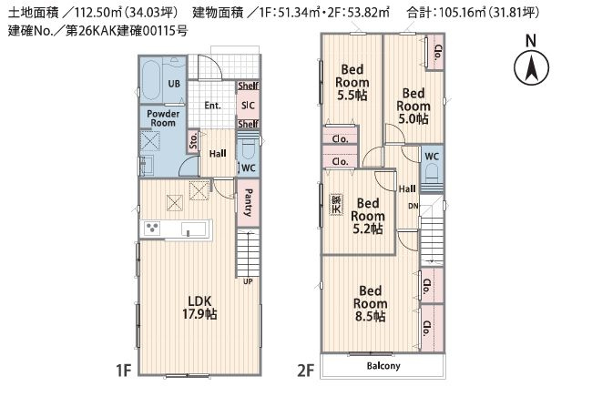 海老名市中新田4丁目新築戸建て　1期№1の間取り|間取図「海老名市中新田4丁目新築戸建て　№1 」
